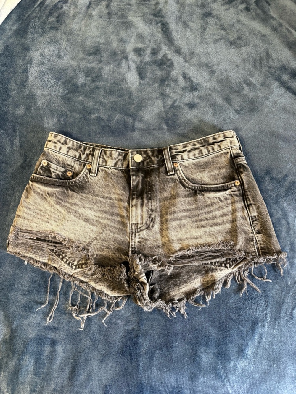 BDG Washed Black Distressed Denim Shorts